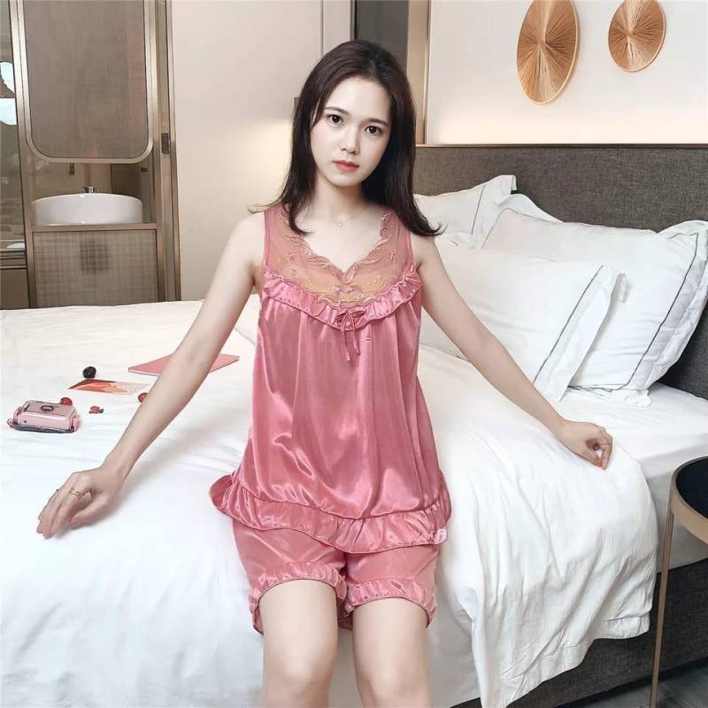 Satin Night Suit Set (Tops and Shorts)